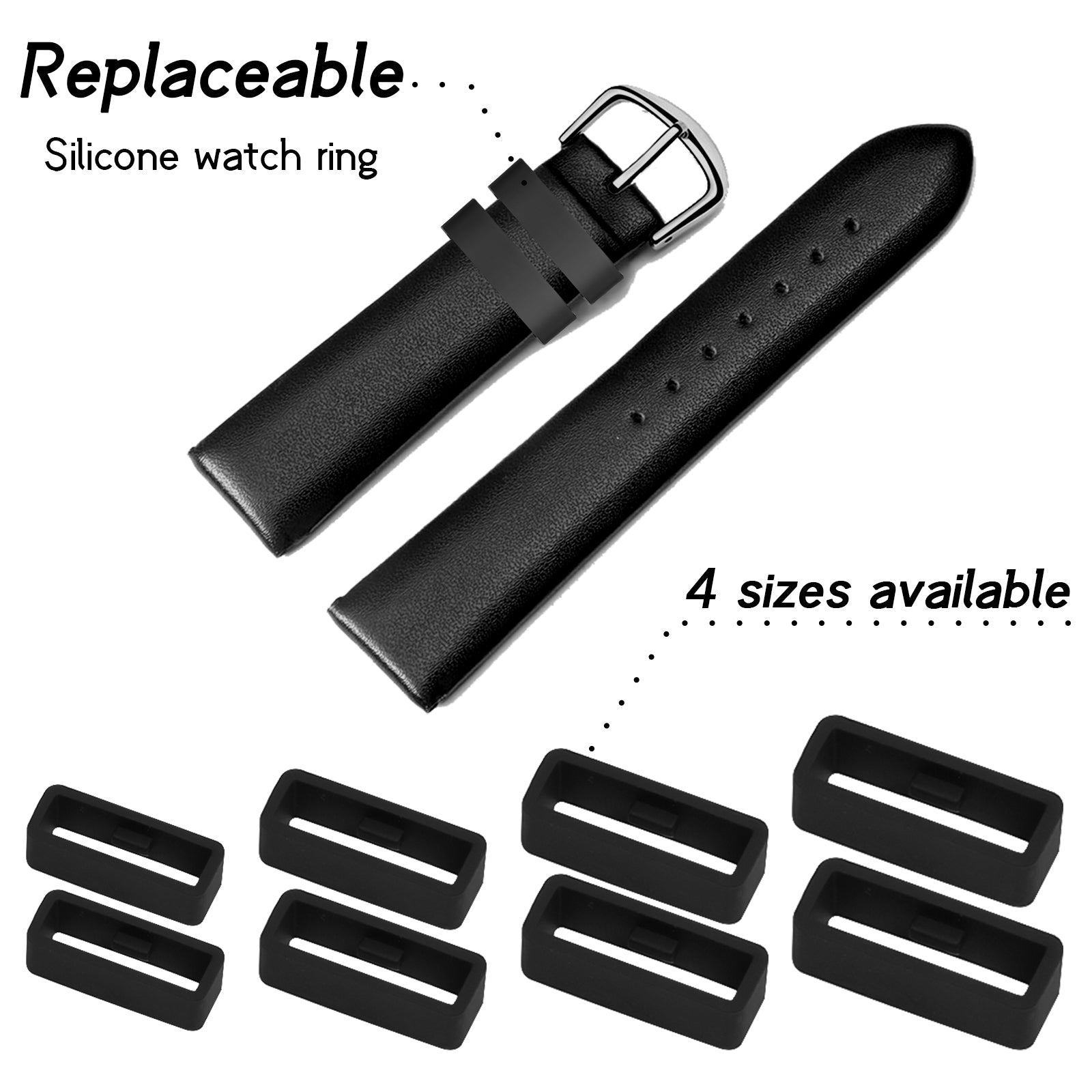 16pcs Watch Band Retaining Ring Silicone Replacement Strap Loop 18-24mm