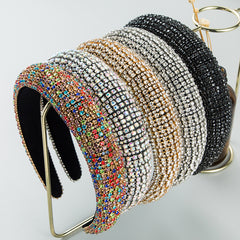 Sparkling Rhinestone Headband Wide Brimmed Hair Hoop Glitter Headwear