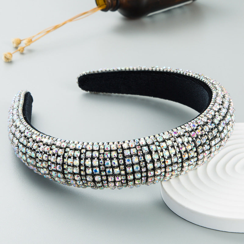 Sparkling Rhinestone Headband Wide Brimmed Hair Hoop Glitter Headwear