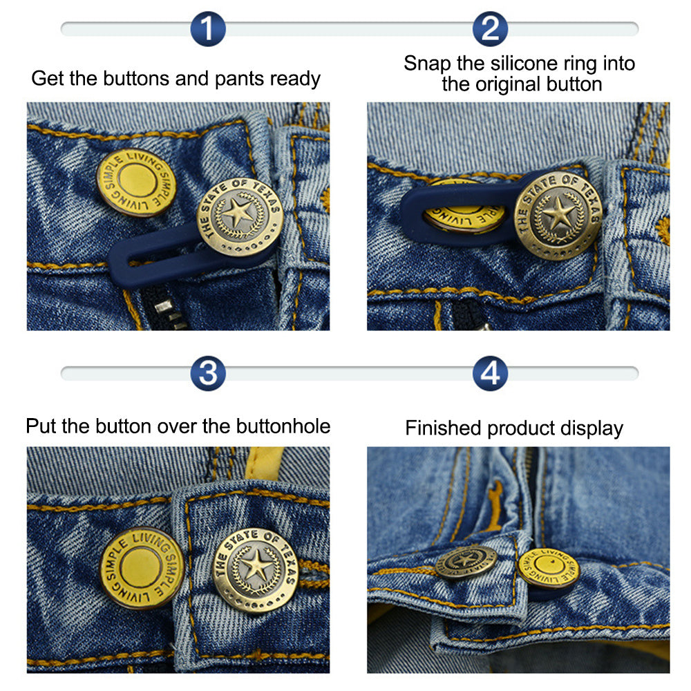 4pcs Metal Button Extender For Jeans Sewing Adjustable Waist Extend