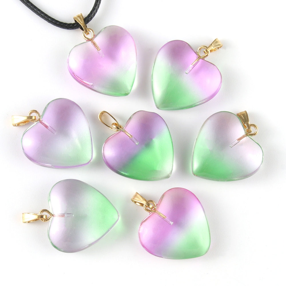 10pcs Love Heart Lampwork Necklace Pendant Czech Glass Charms Pendants