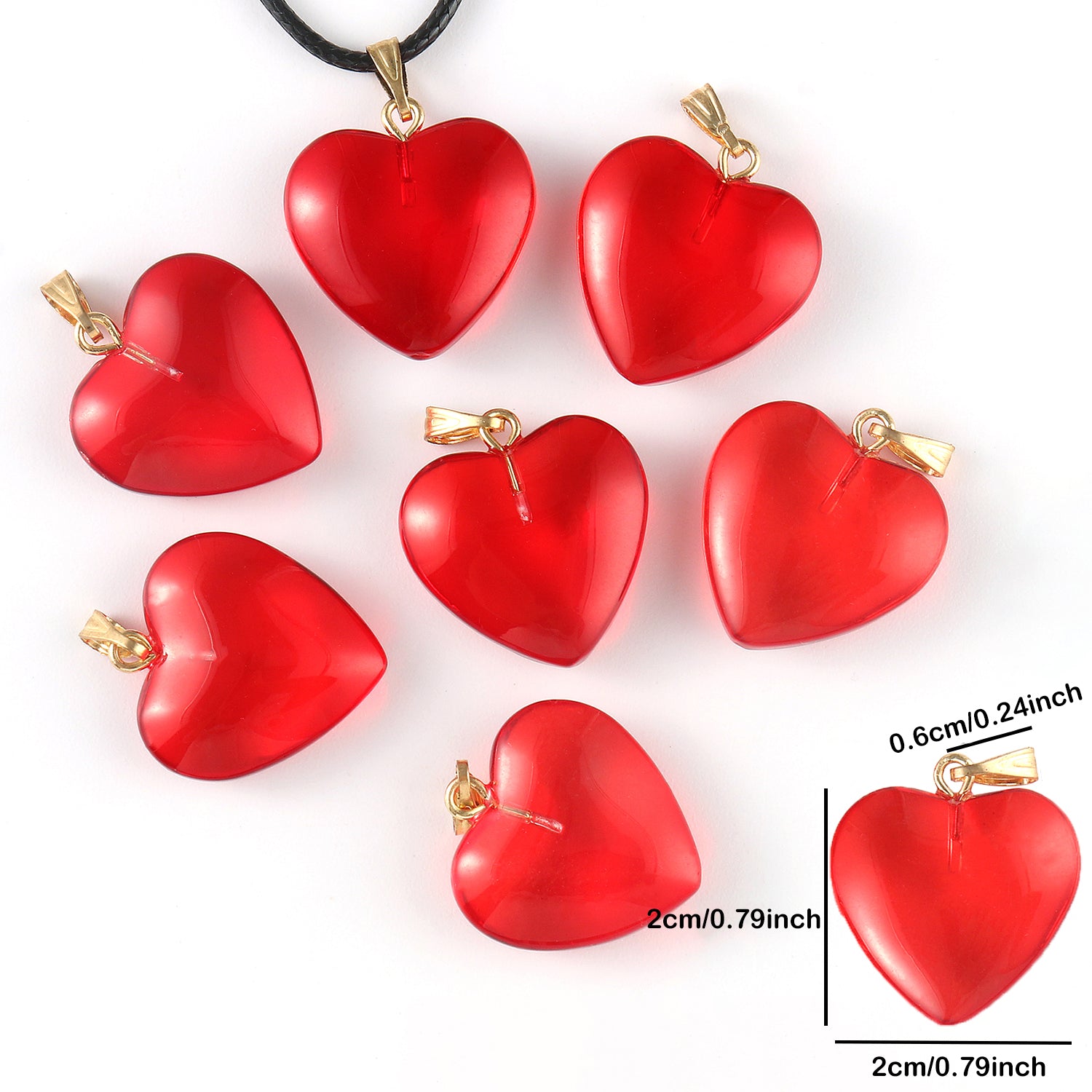 10pcs Love Heart Lampwork Necklace Pendant Czech Glass Charms Pendants