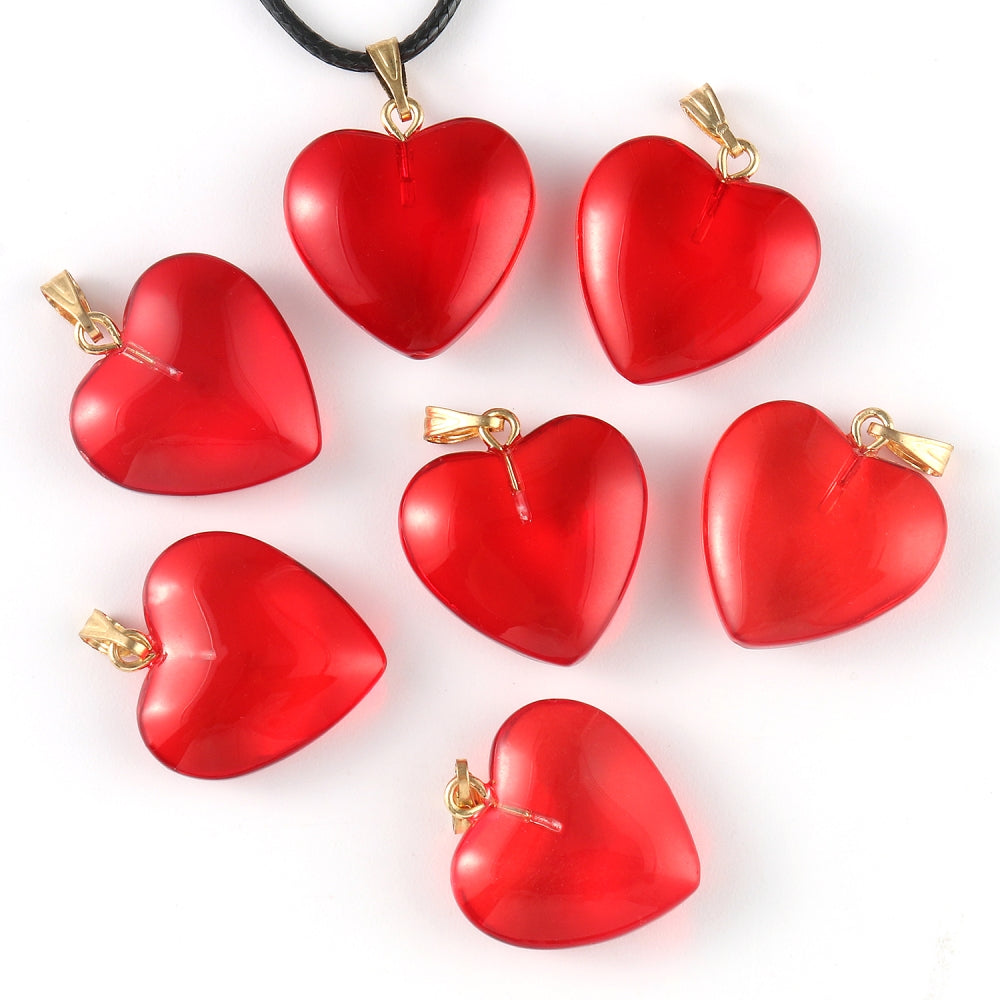 10pcs Love Heart Lampwork Necklace Pendant Czech Glass Charms Pendants
