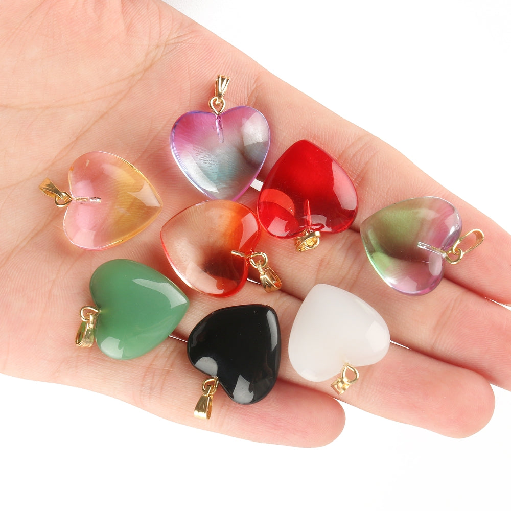 10pcs Love Heart Lampwork Necklace Pendant Czech Glass Charms Pendants