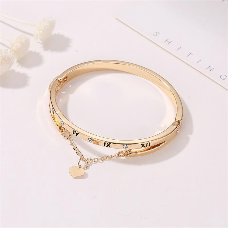 Men's Rome Numeral Heart Stainless Steel Bracelet