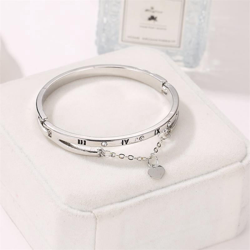 Men's Rome Numeral Heart Stainless Steel Bracelet