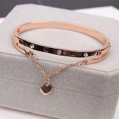 Men's Rome Numeral Heart Stainless Steel Bracelet