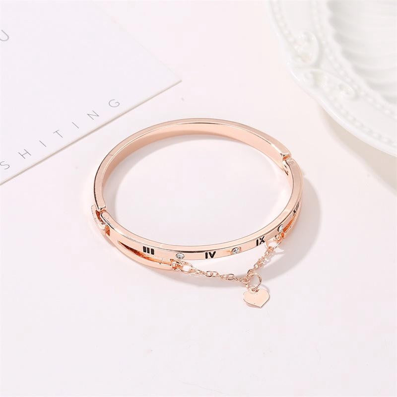 Men's Rome Numeral Heart Stainless Steel Bracelet