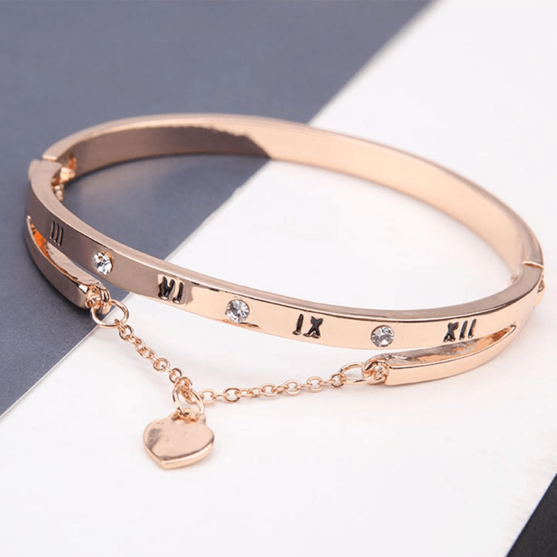 Men's Rome Numeral Heart Stainless Steel Bracelet