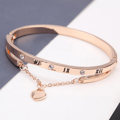 Men's Rome Numeral Heart Stainless Steel Bracelet