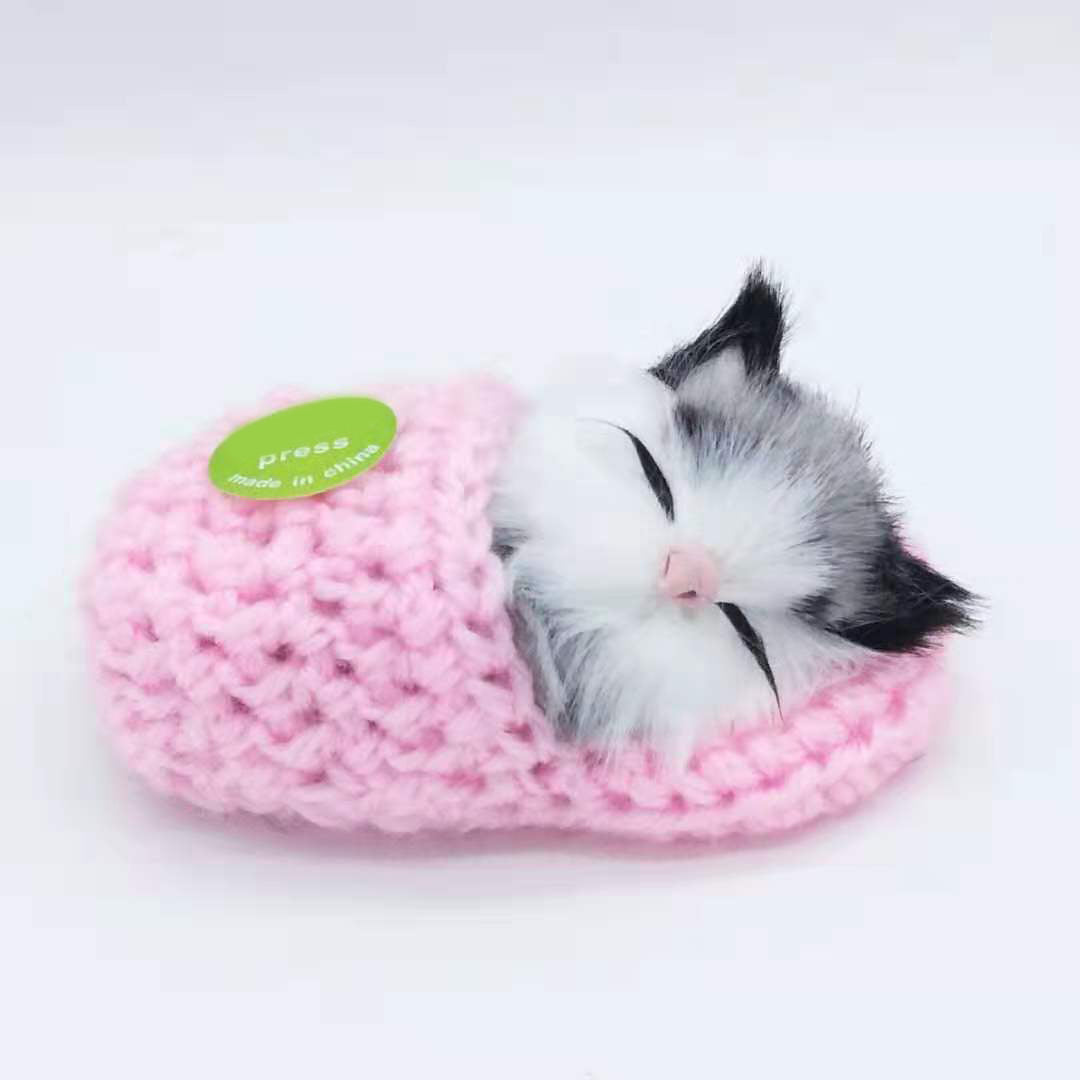 Cute Sleeping Kitten In Shoe Toy
