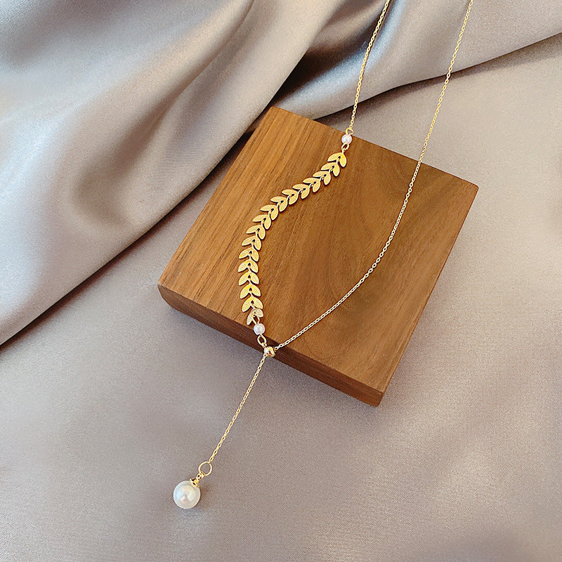 Wheat Ear Chain Necklace Bracelet Earrings Set Jewelry Gift