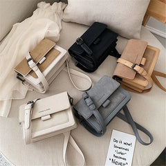 Two Tone Suede Crossbody Bag Mini Square Flap Purse Women's Shoulder Bag
