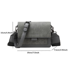 Two Tone Suede Crossbody Bag Mini Square Flap Purse Women's Shoulder Bag