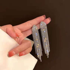 Tassel Rhinestone Earrings Ladies Accessories