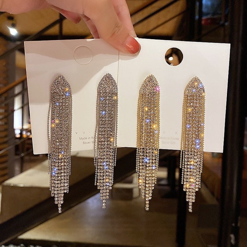 Tassel Rhinestone Earrings Ladies Accessories