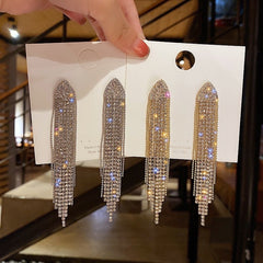 Tassel Rhinestone Earrings Ladies Accessories