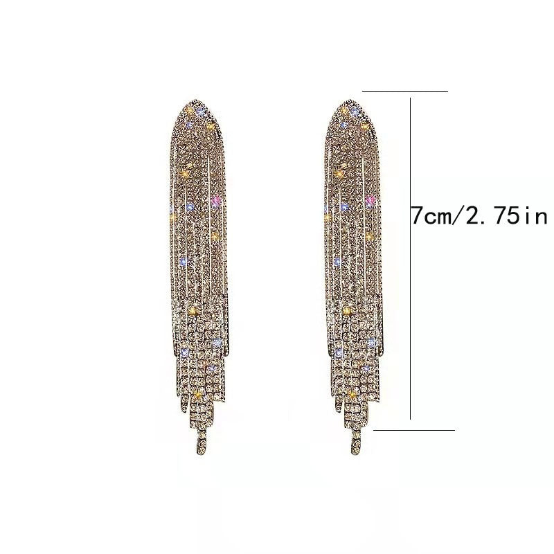 Tassel Rhinestone Earrings Ladies Accessories