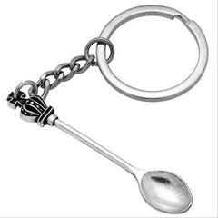 King Queen Crowned Spoon Keychain Necklace