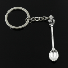 King Queen Crowned Spoon Keychain Necklace