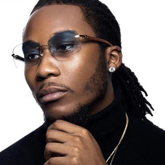 Men's Rimless Sunglasses Ultra Clear Ocean Slice Diamond Cut