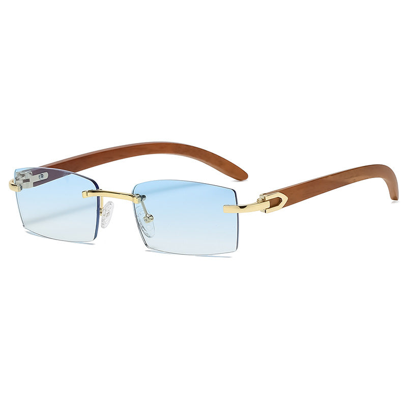 Men's Rimless Sunglasses Ultra Clear Ocean Slice Diamond Cut