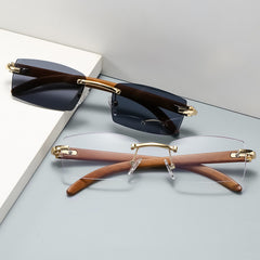 Men's Rimless Sunglasses Ultra Clear Ocean Slice Diamond Cut
