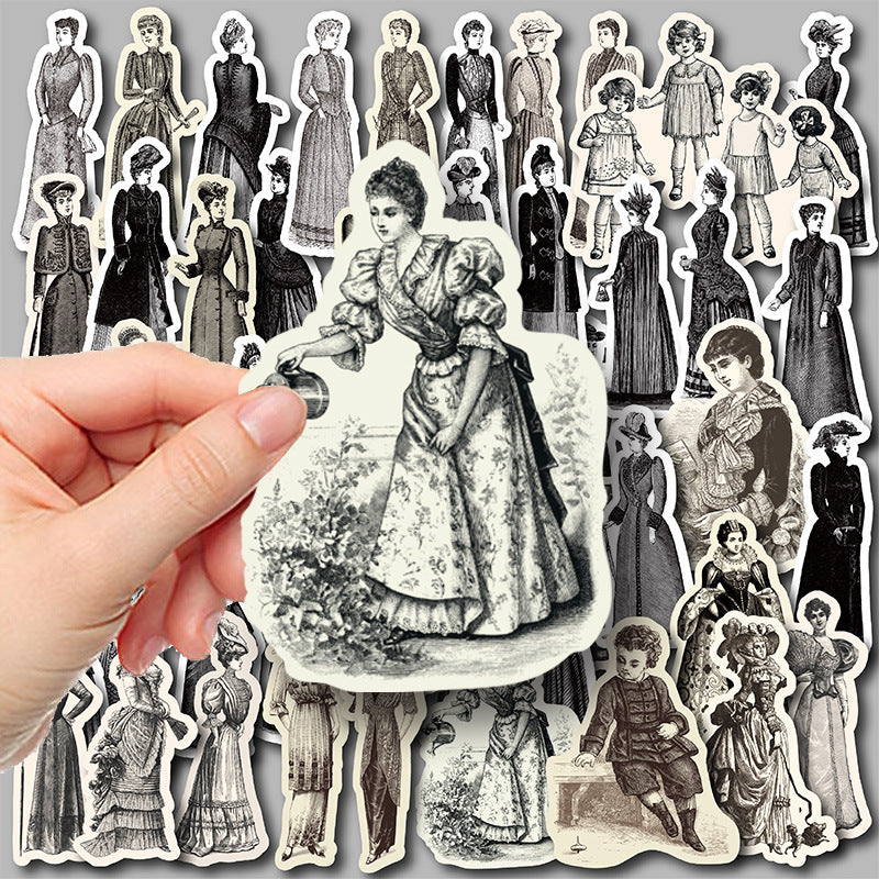 49pcs Retro Girl Doodle Stickers for Kids DIY Projects & School Supplies