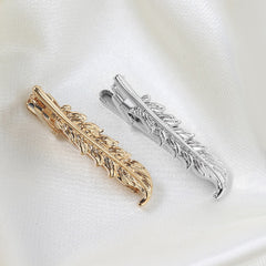 Golden Feather Shape Metal Collar Clip Men's Business Casual Tie Clip