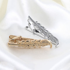 Golden Feather Shape Metal Collar Clip Men's Business Casual Tie Clip