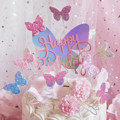 7 Piece Butterfly Cake Flag Set for Birthday Party