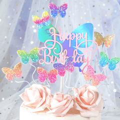 7 Piece Butterfly Cake Flag Set for Birthday Party