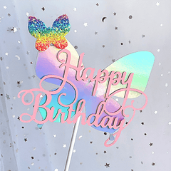 7 Piece Butterfly Cake Flag Set for Birthday Party