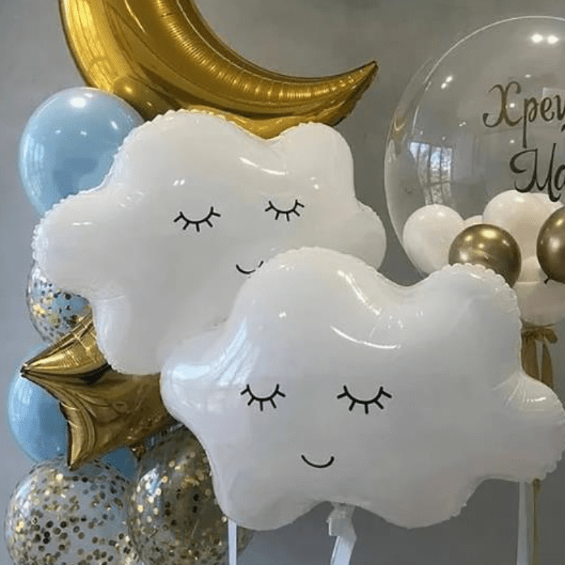 1PCS Cloud Balloon Closed Eye Smile Aluminum Film Cloud Balloon
