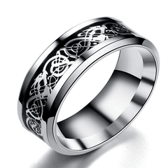 Dragon Pattern Titanium Steel Couple Men's Ring