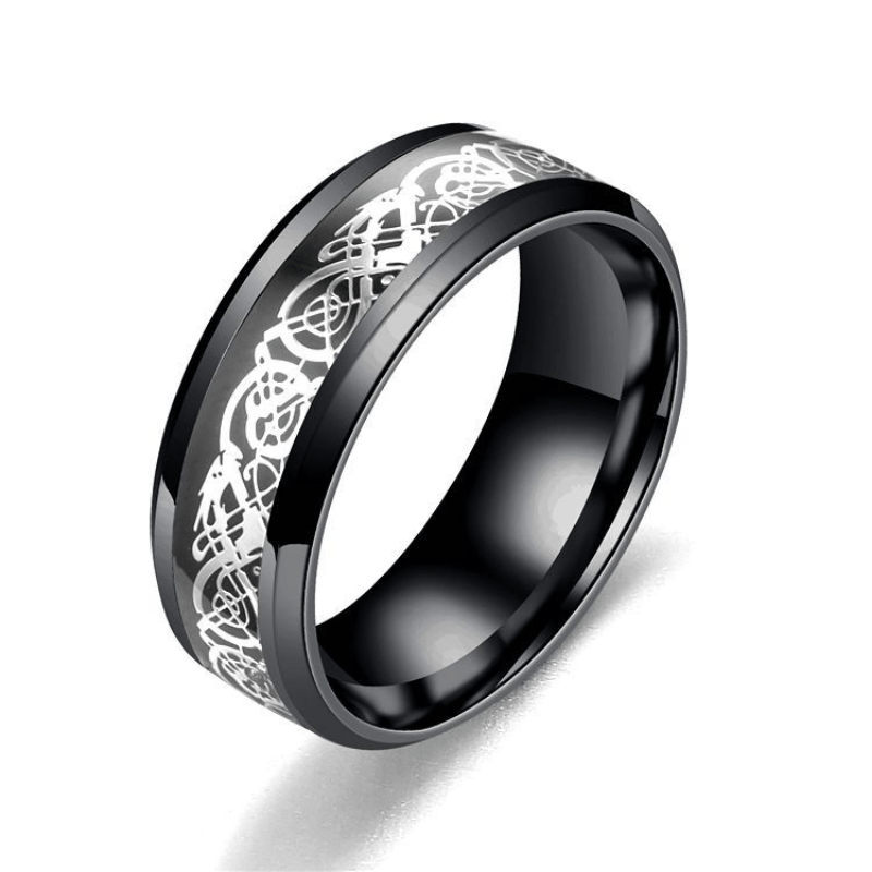 Dragon Pattern Titanium Steel Couple Men's Ring