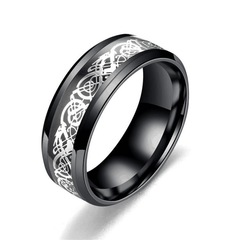 Dragon Pattern Titanium Steel Couple Men's Ring