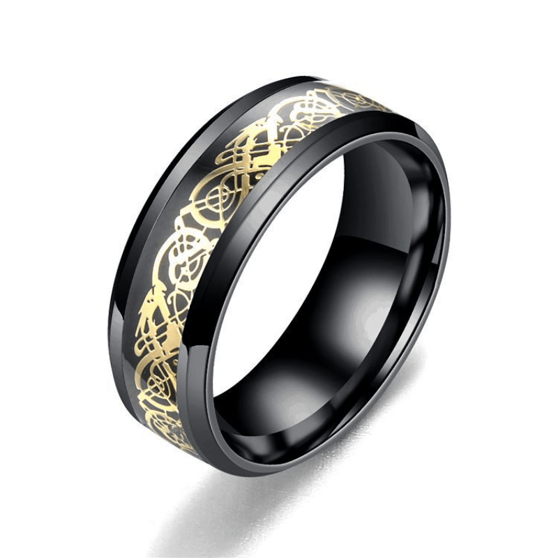 Dragon Pattern Titanium Steel Couple Men's Ring