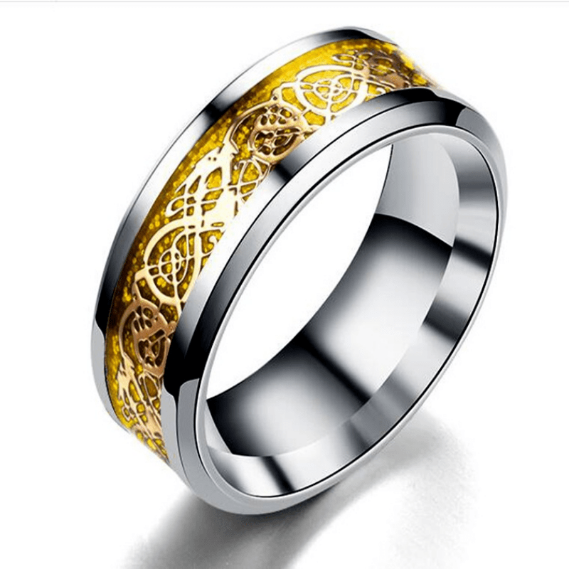 Dragon Pattern Titanium Steel Couple Men's Ring