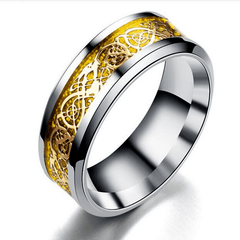 Dragon Pattern Titanium Steel Couple Men's Ring