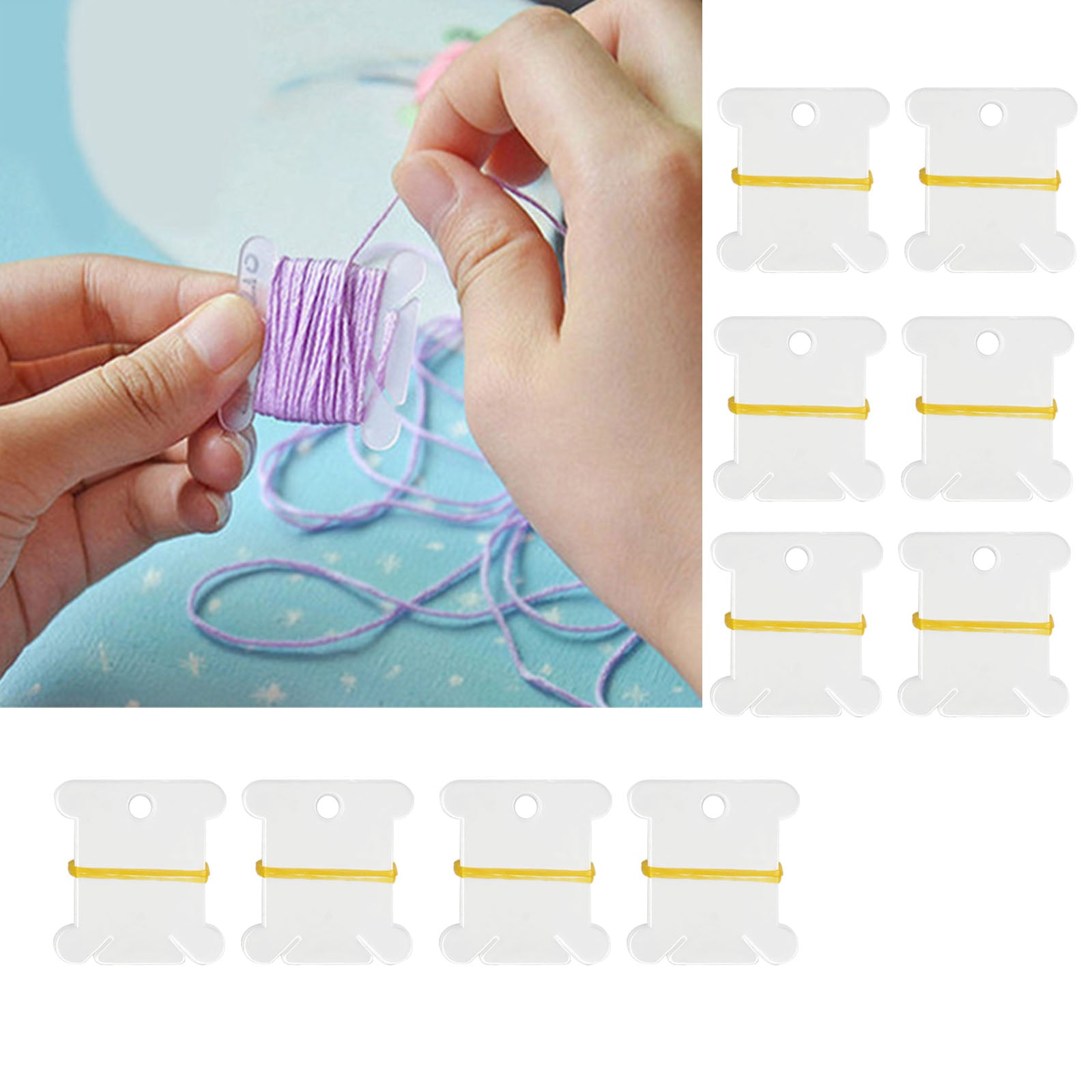 100pcs Floss Bobbins & Organiser Box w/ Stickers for Embroidery