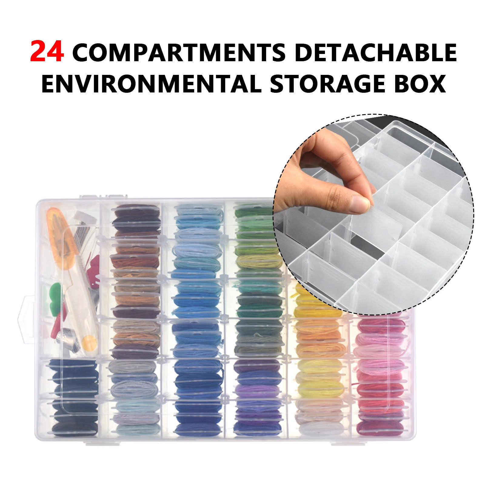 100pcs Floss Bobbins & Organiser Box w/ Stickers for Embroidery