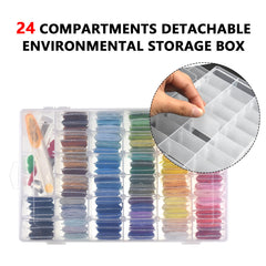 100pcs Floss Bobbins & Organiser Box w/ Stickers for Embroidery
