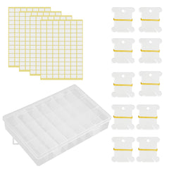 100pcs Floss Bobbins & Organiser Box w/ Stickers for Embroidery