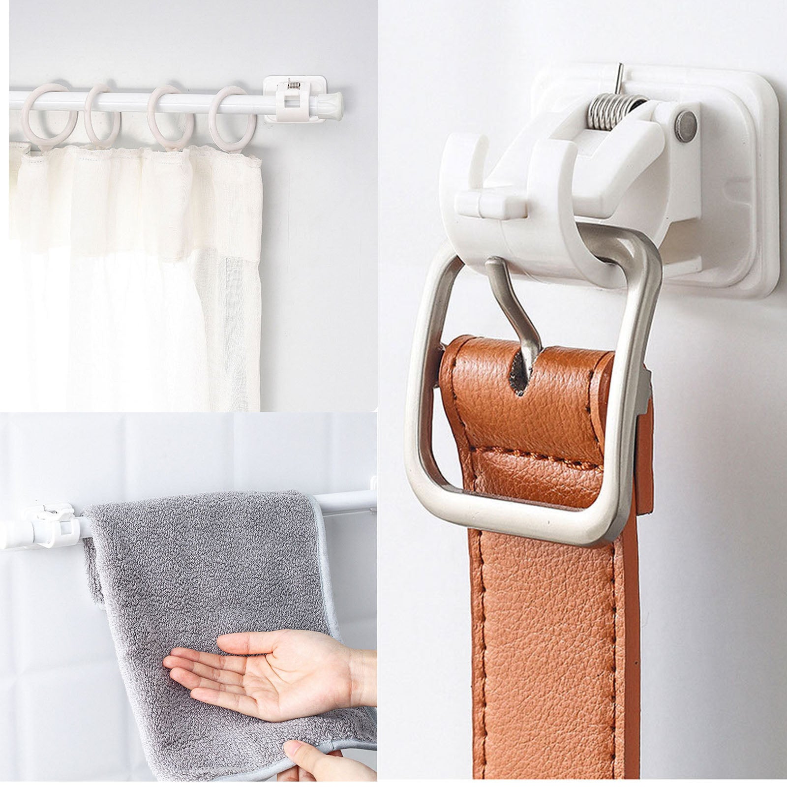 4pcs Adhesive Curtain Rod Holders Easy Installation Secure Grip