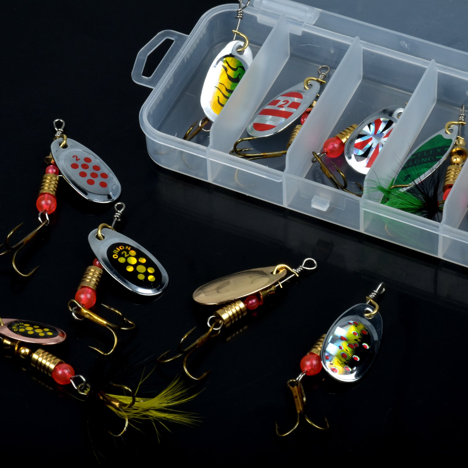 10pcs Fishing Spinners & Lures Kit Trout Pike Perch Bass Salmon