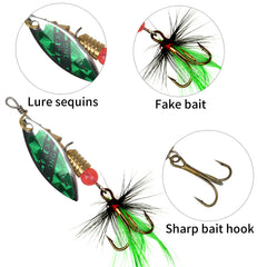 10pcs Fishing Spinners & Lures Kit Trout Pike Perch Bass Salmon