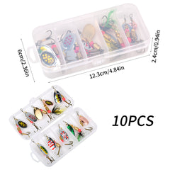 10pcs Fishing Spinners & Lures Kit Trout Pike Perch Bass Salmon