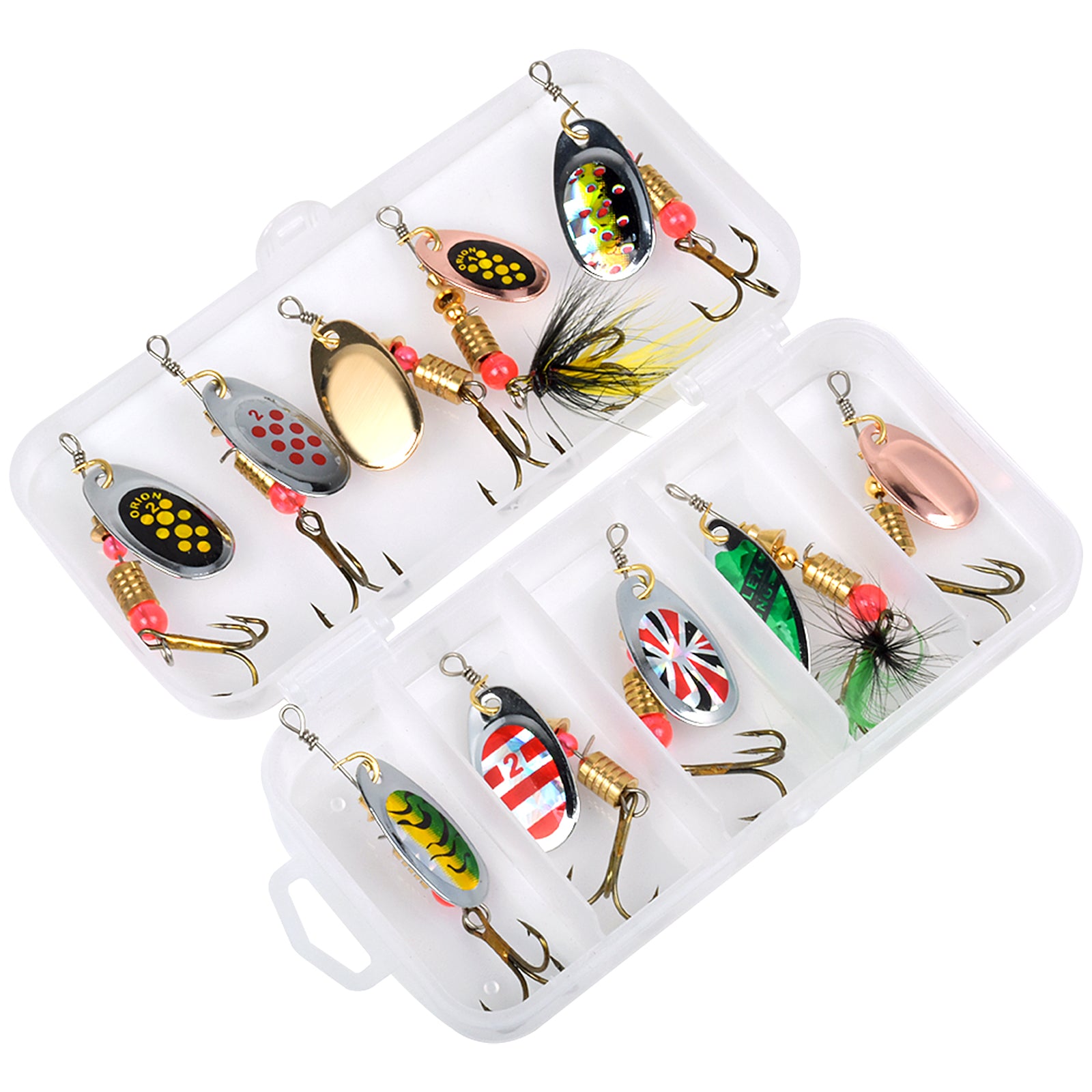 10pcs Fishing Spinners & Lures Kit Trout Pike Perch Bass Salmon