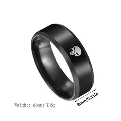 Titanium Stainless Steel Men's Skull Finger Ring Punk Jewelry